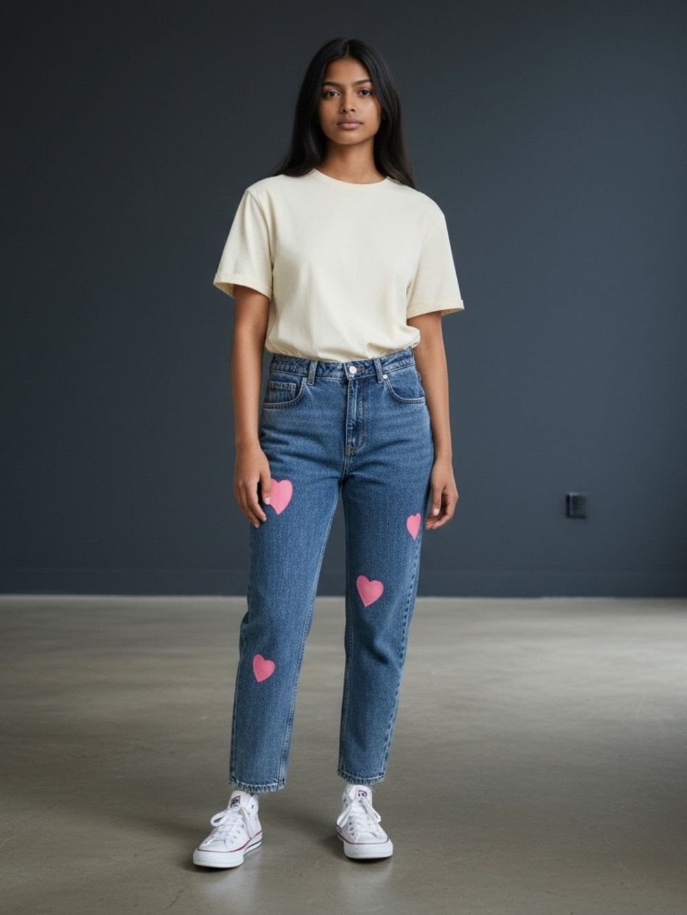 Lili Sidonio Jeans with Heart Decal, Small